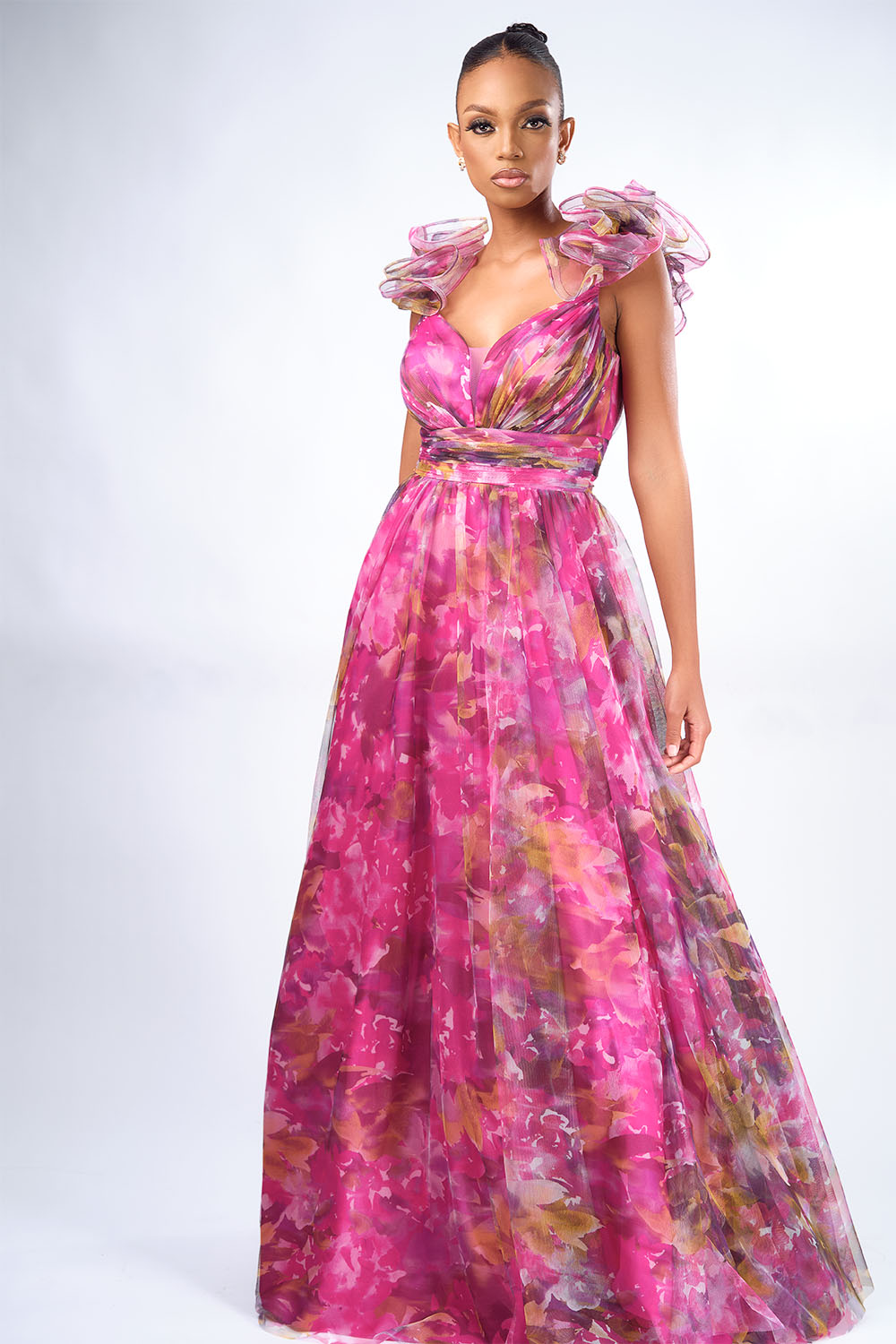 Couture Candy Pink Floral Dress (only size small left)