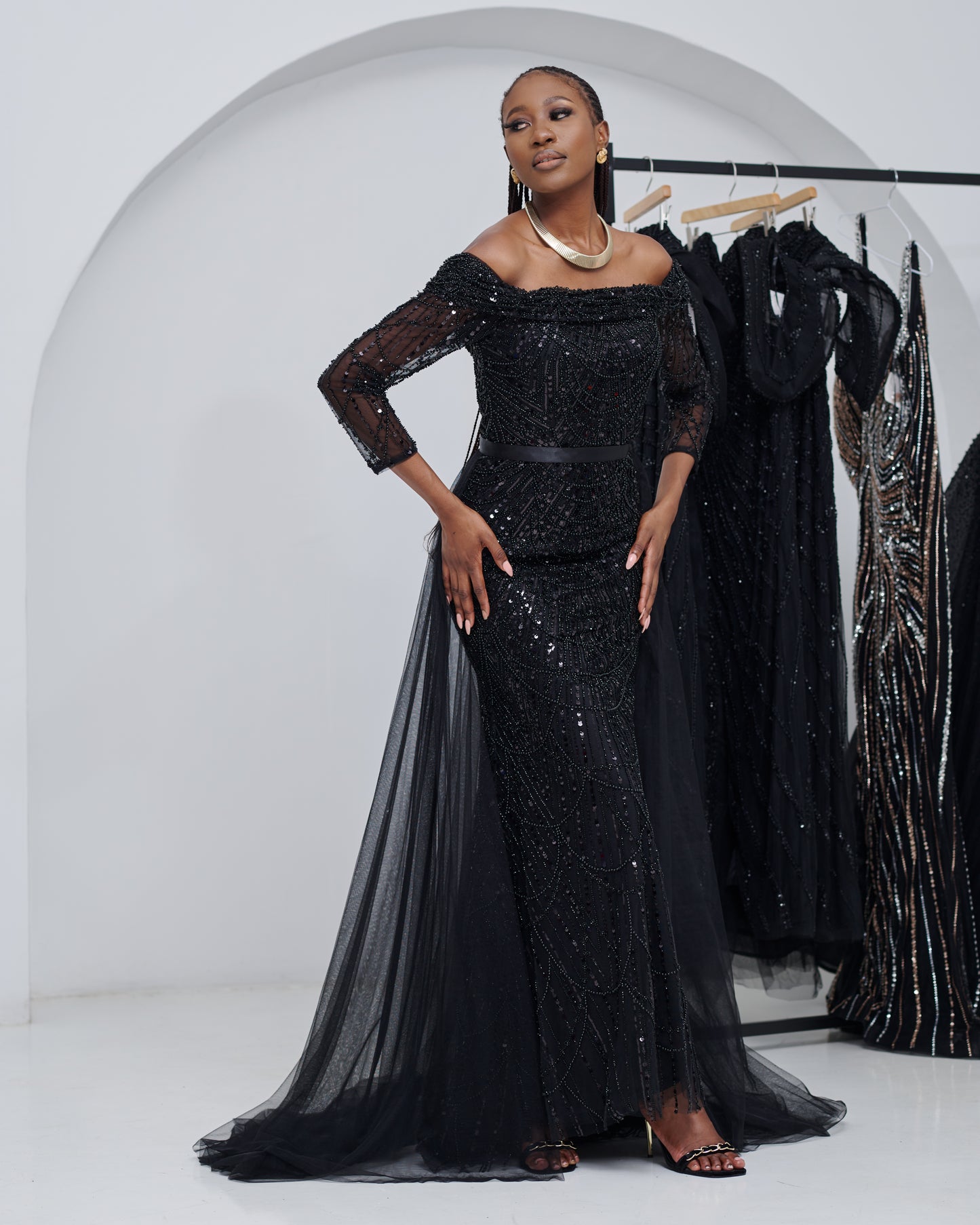 Ethereal Grace Black Dress