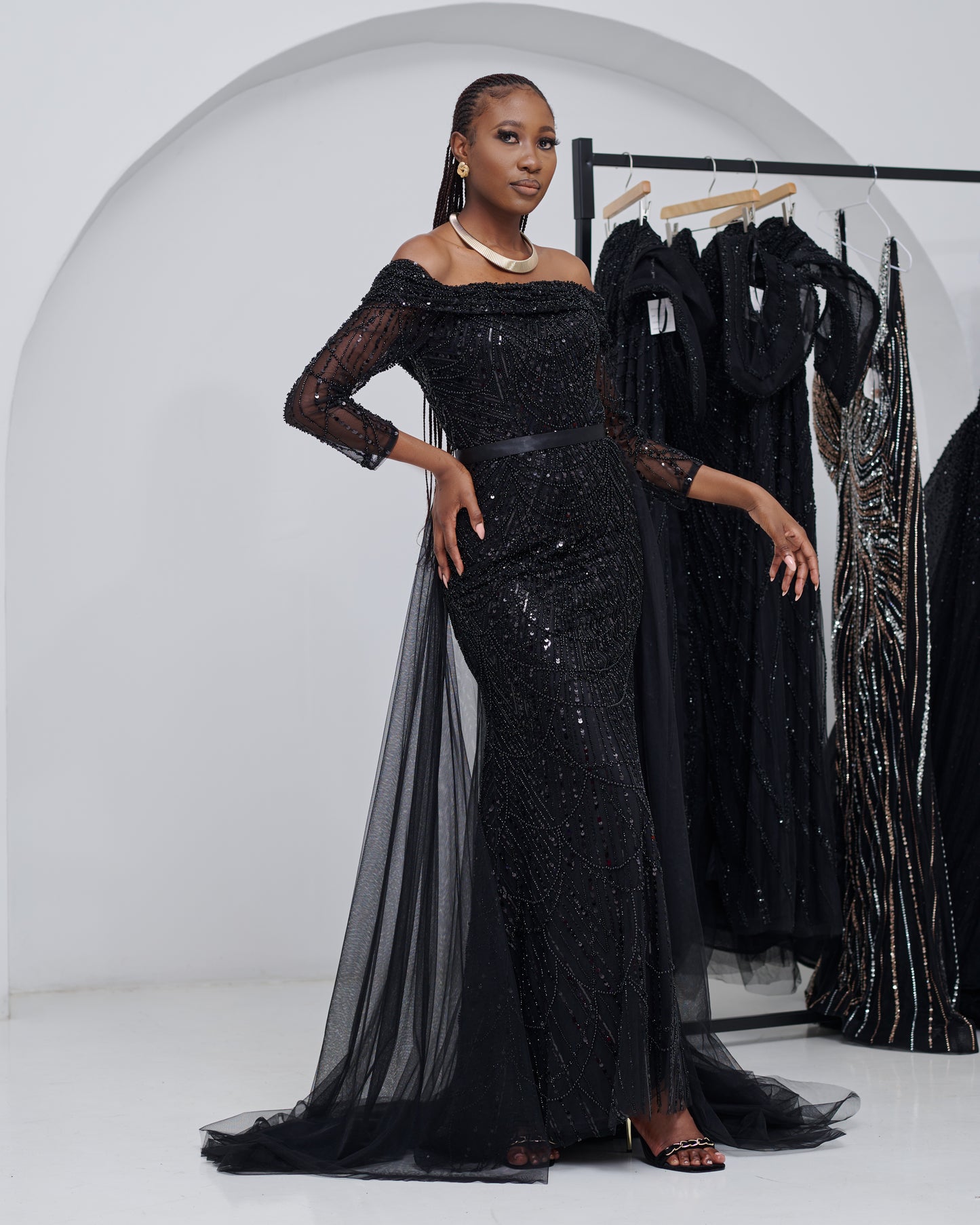 Ethereal Grace Black Dress
