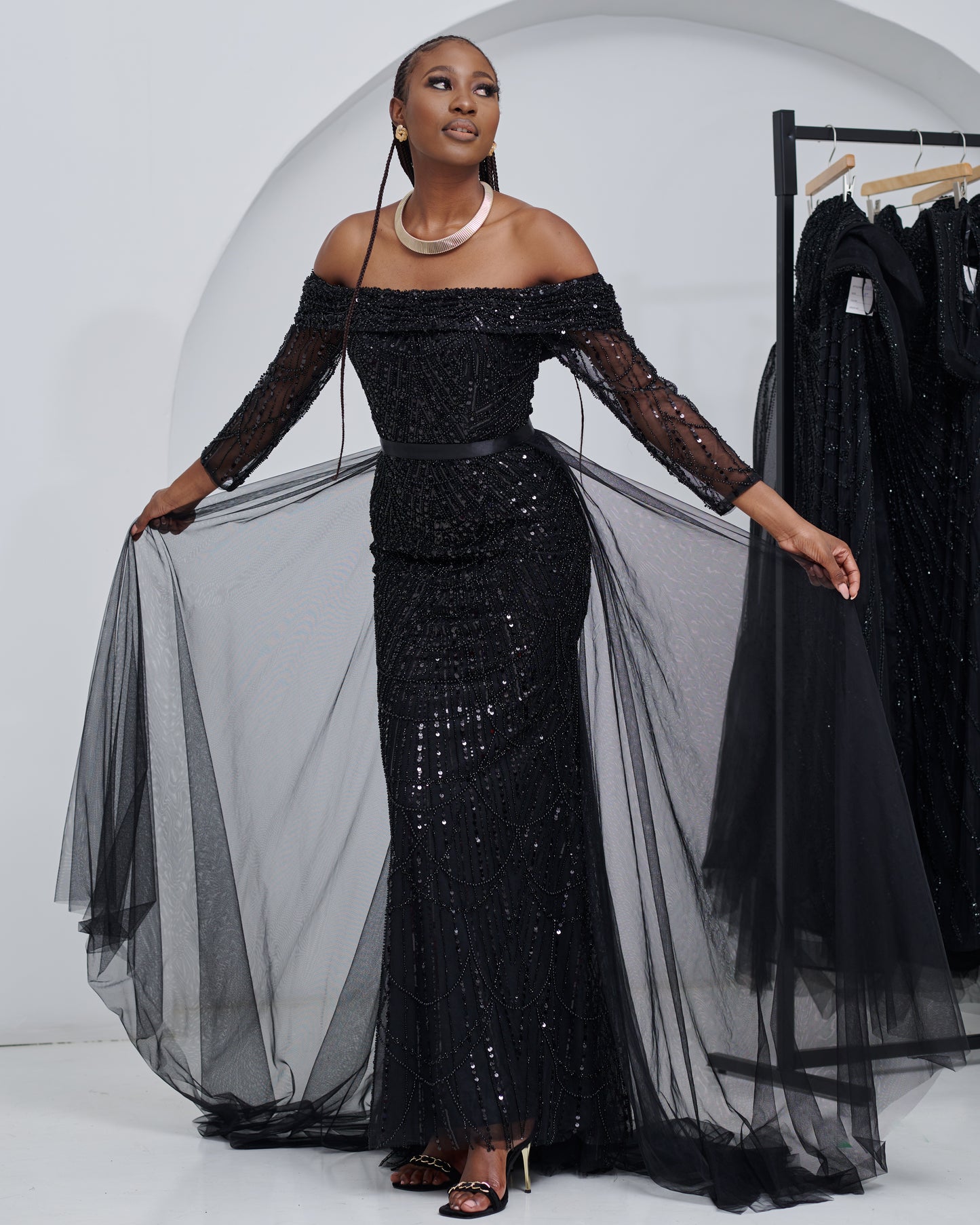 Ethereal Grace Black Dress