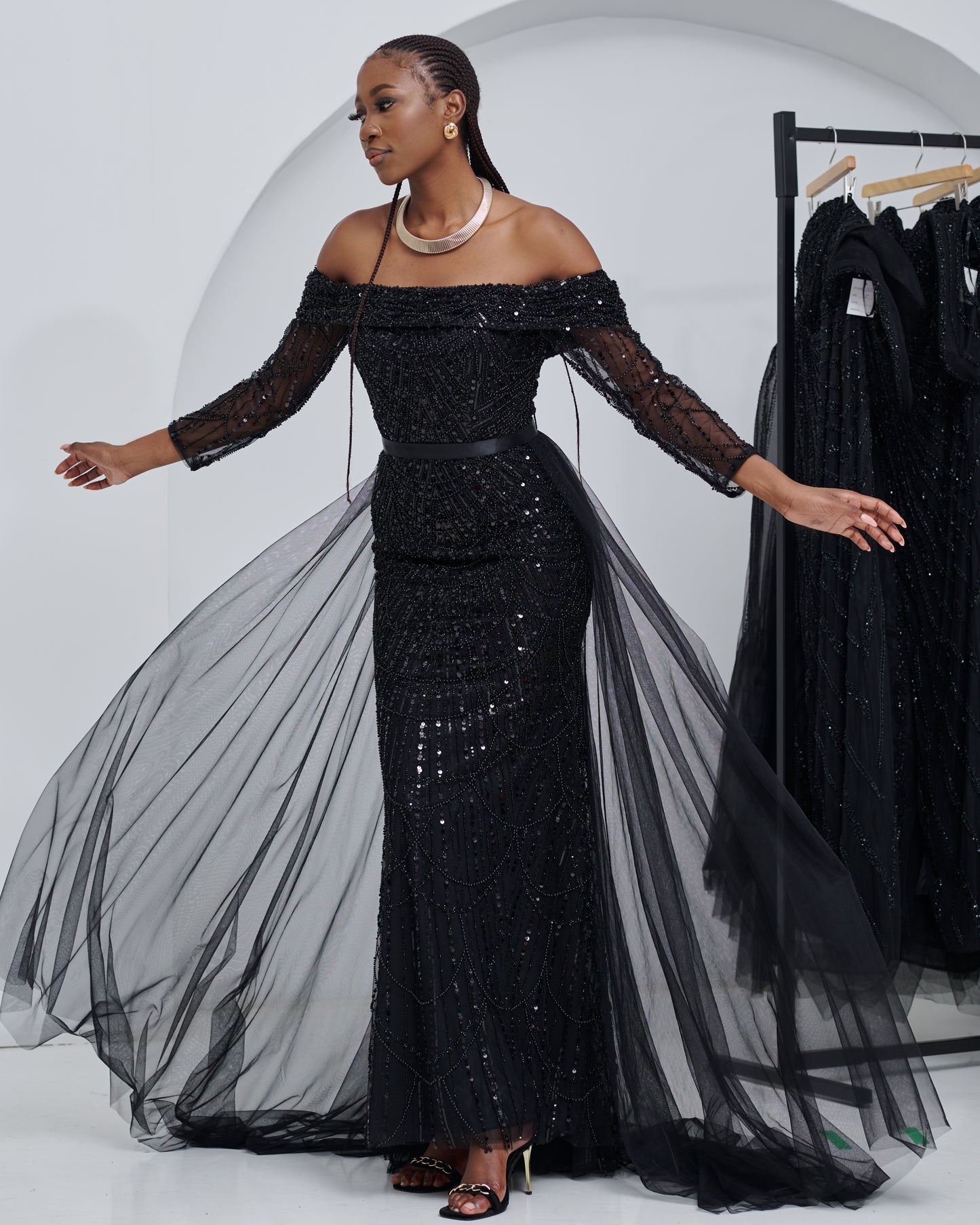 Ethereal Grace Black Dress