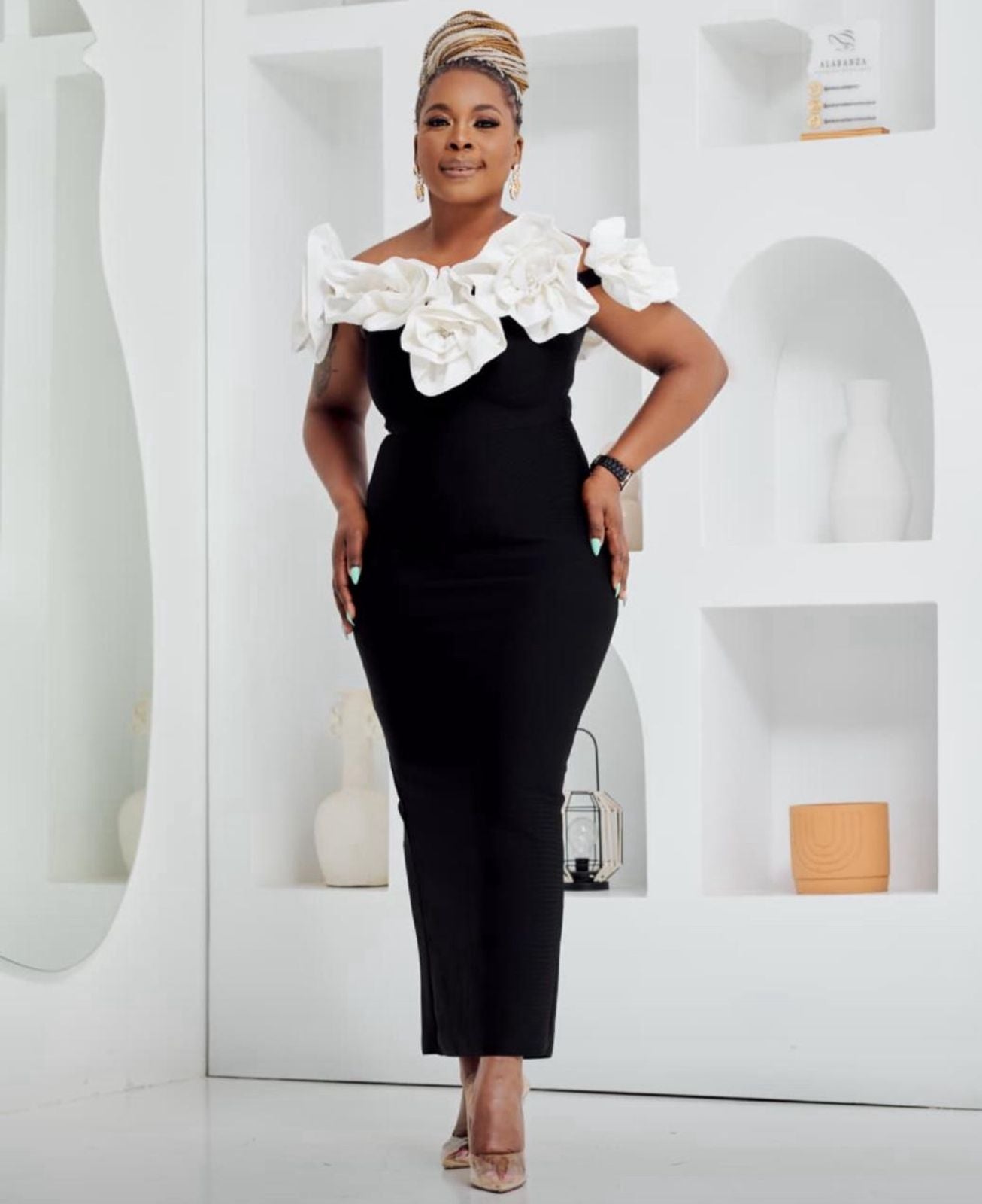 Rose Black and White Bandage Dress, only Medium left