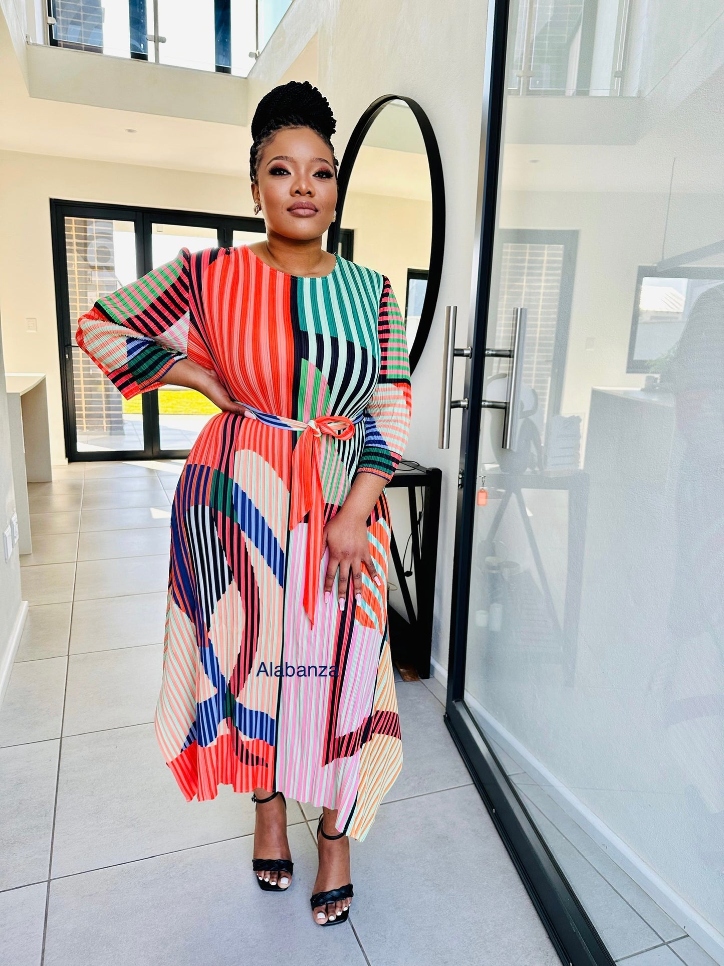 Veronika Nude Multicolour Pleat Dress