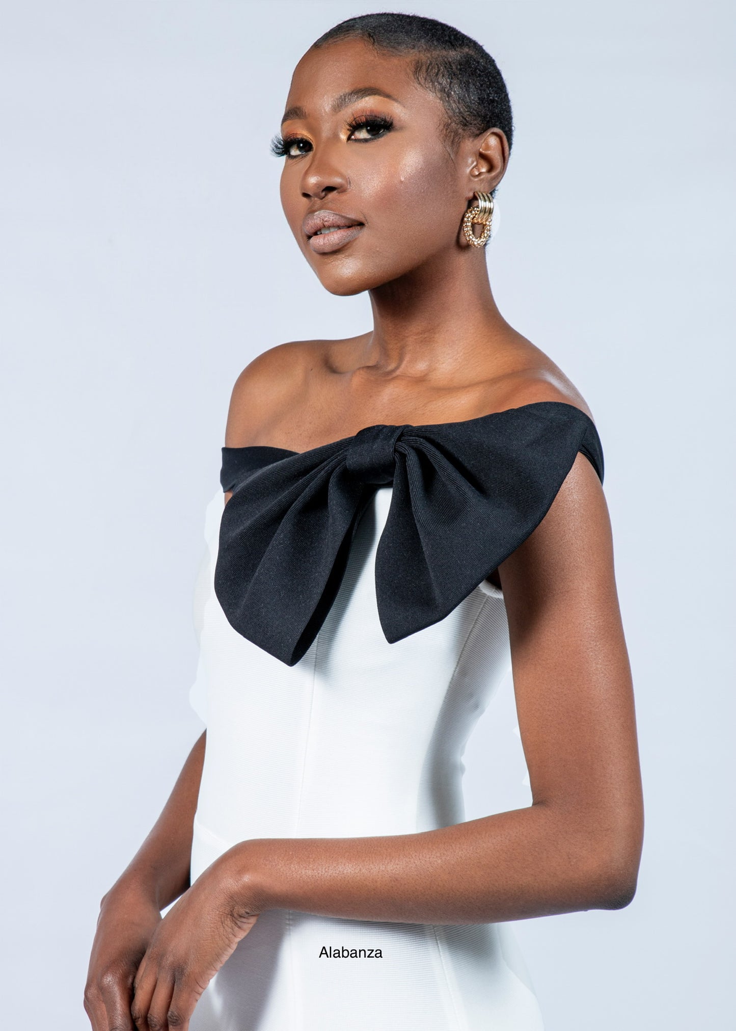 Lulu White and Black Bow Dress Bandage Dress