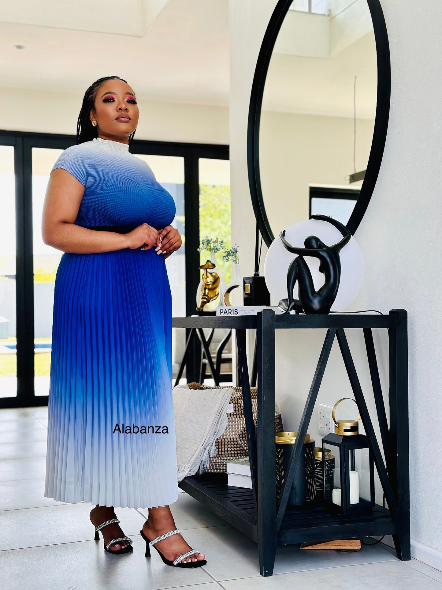 Zuri Blue Ombre Pleat Set