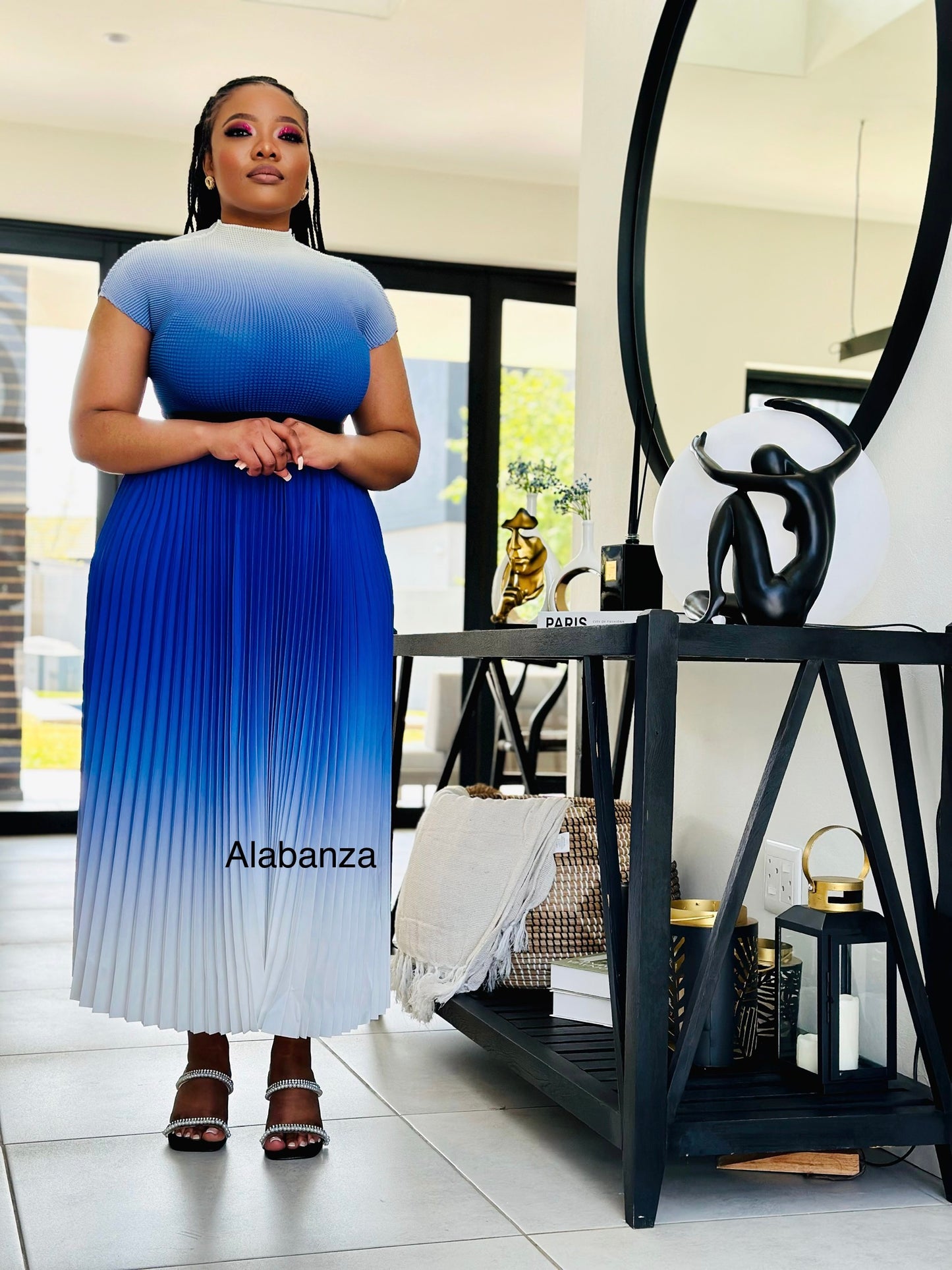Zuri Blue Ombre Pleat Set