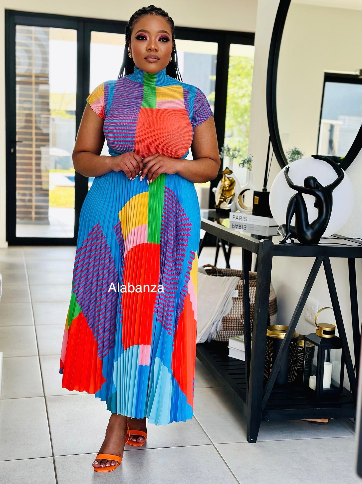 Zuri Blue Multicolor Set - Flawed Pleat Skirt
