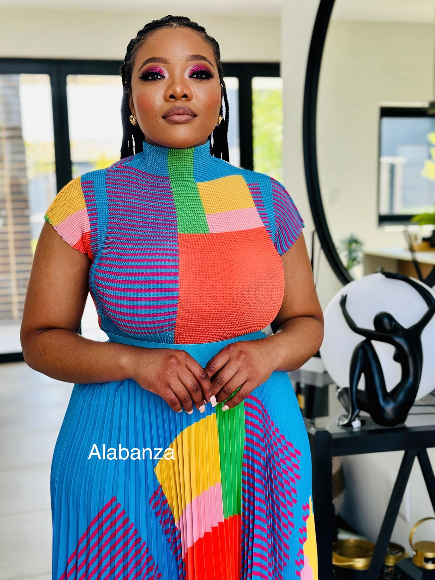 Zuri Blue Multicolor Set - Flawed Pleat Skirt