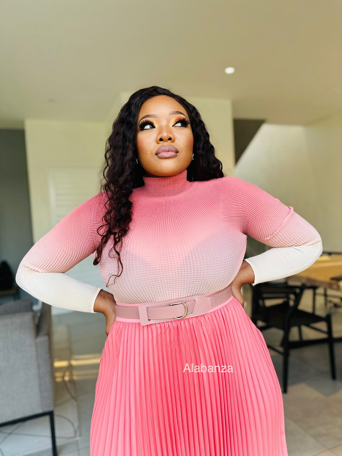 Zari Dusty Pink Pleat Set