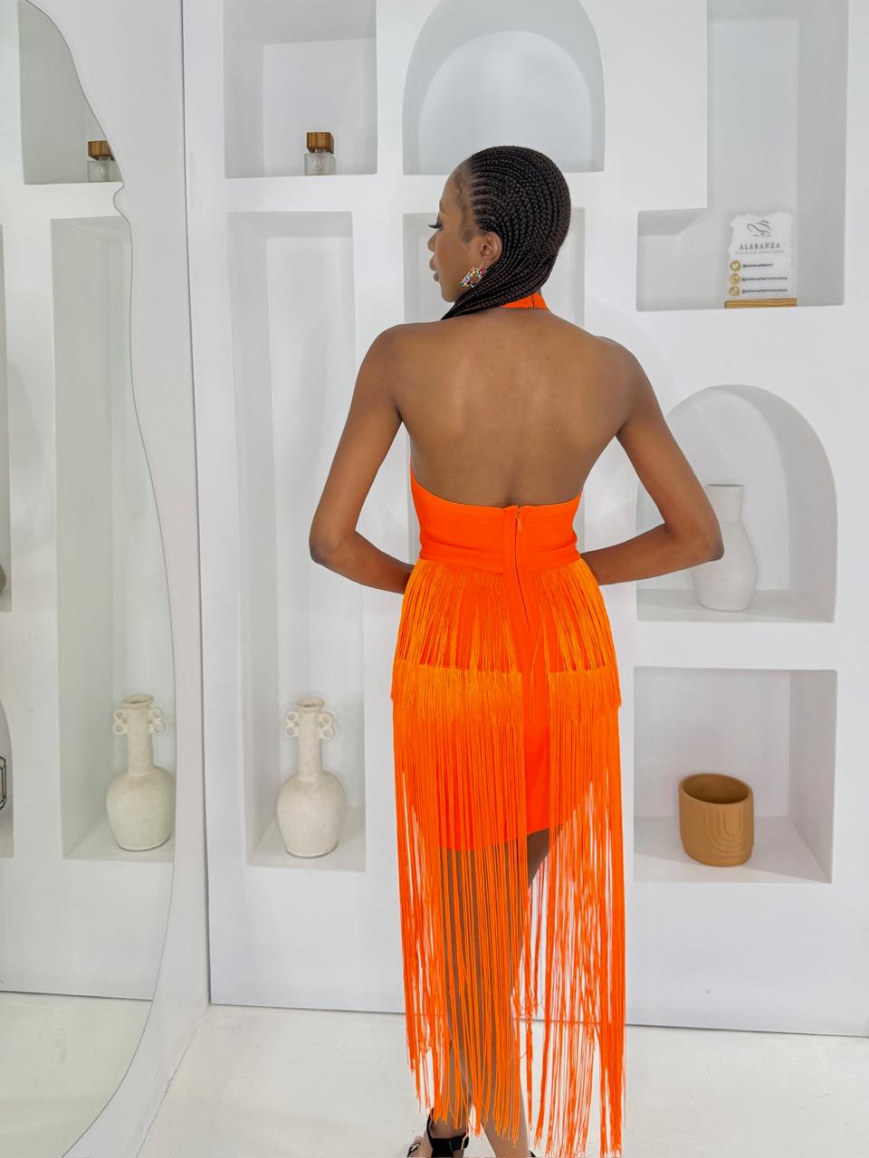 Nalah Orange Tassel Dress