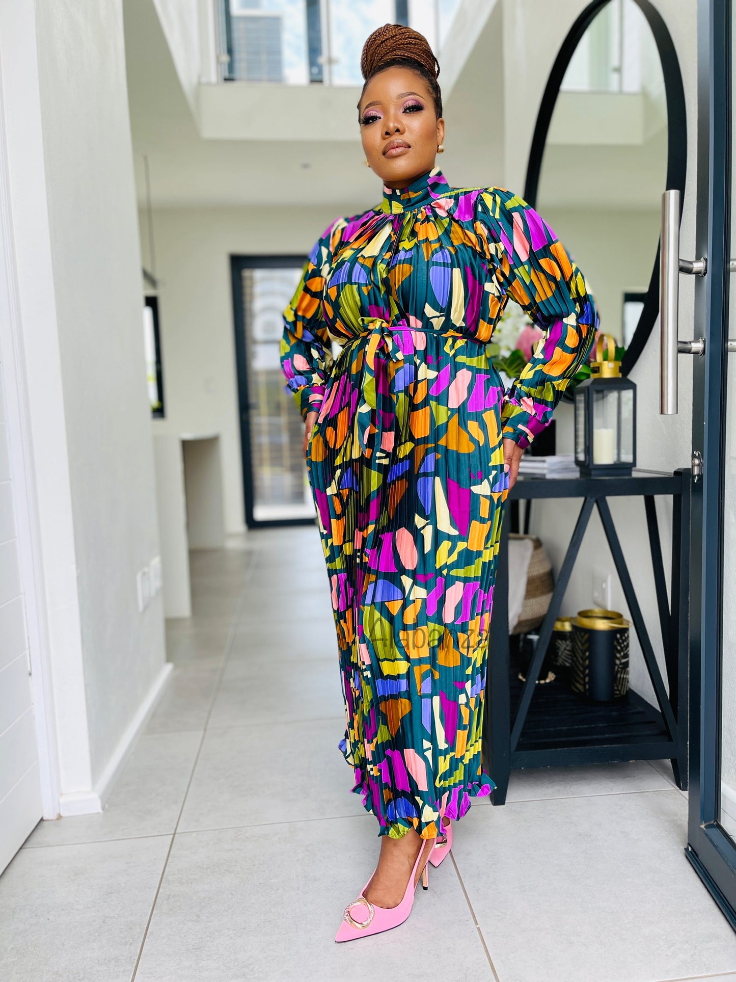 Entle Multicolor Pleat Dress