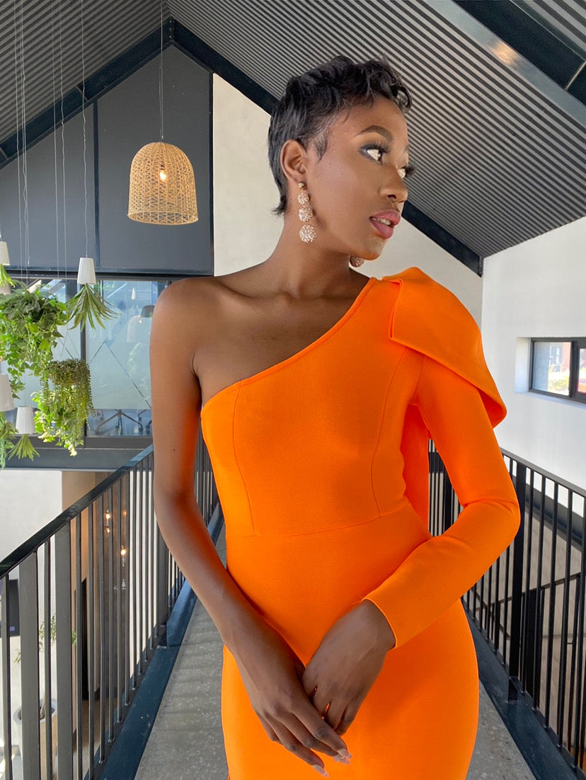 Bow Orange Bandage Dress