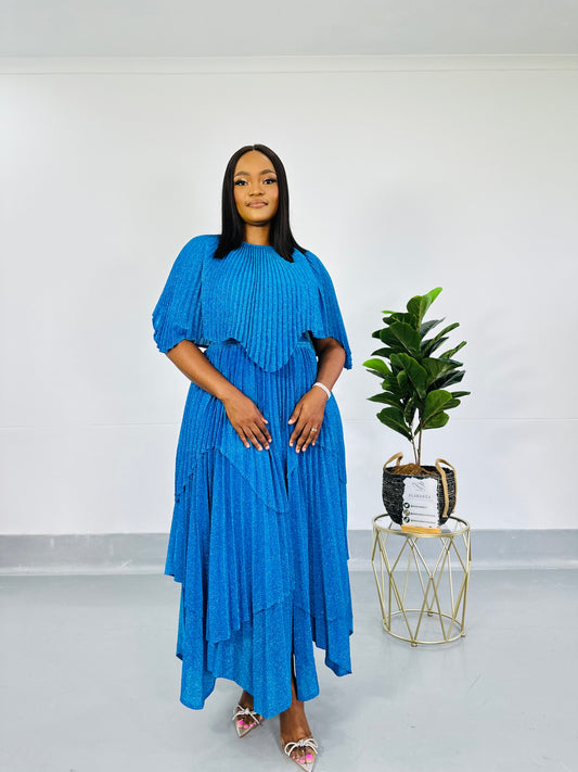 Adelle Metallic Blue Dress set