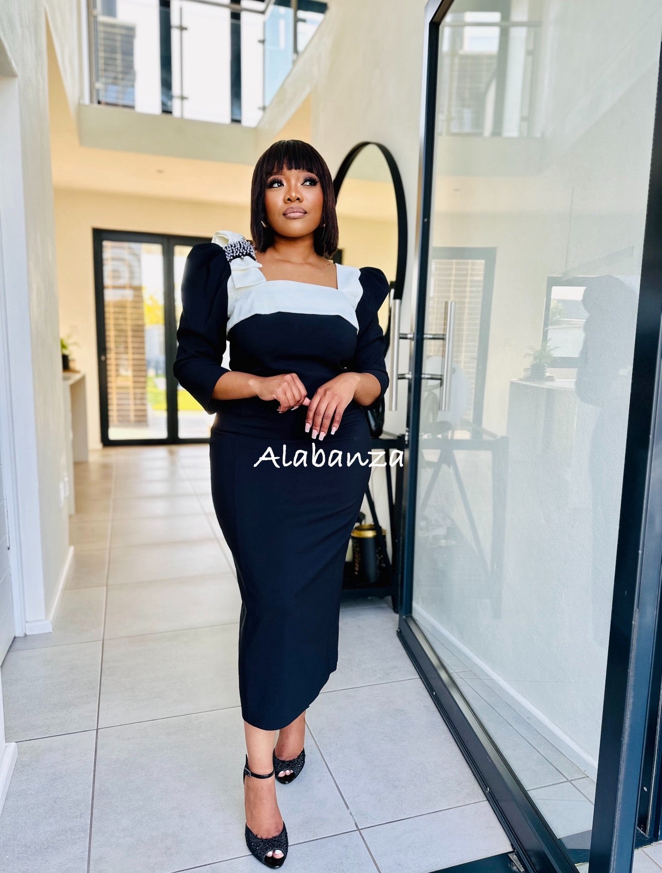 Aliyah Black and Cream Dress