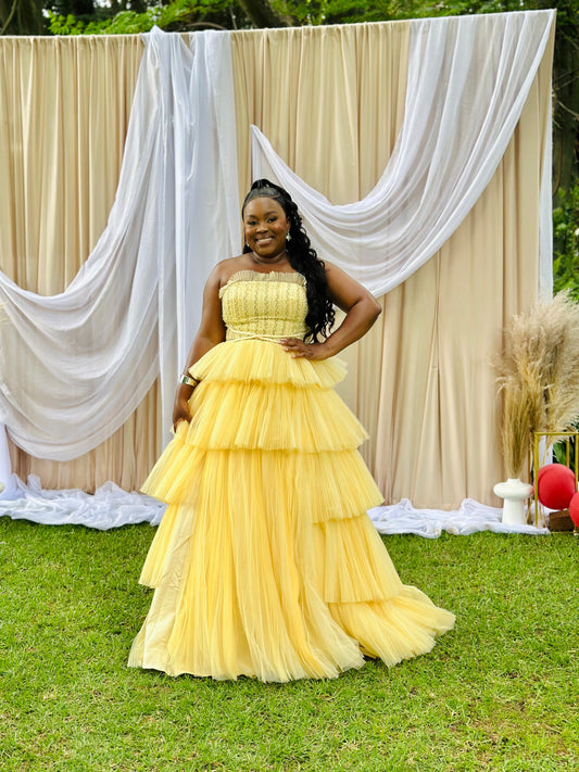 Aurora in Gold (Pre loved- Worn once for an event. Carefully maintained and in excellent condition, offering the same elegance at a special price. T&C's Apply: no return, refund, or exchange