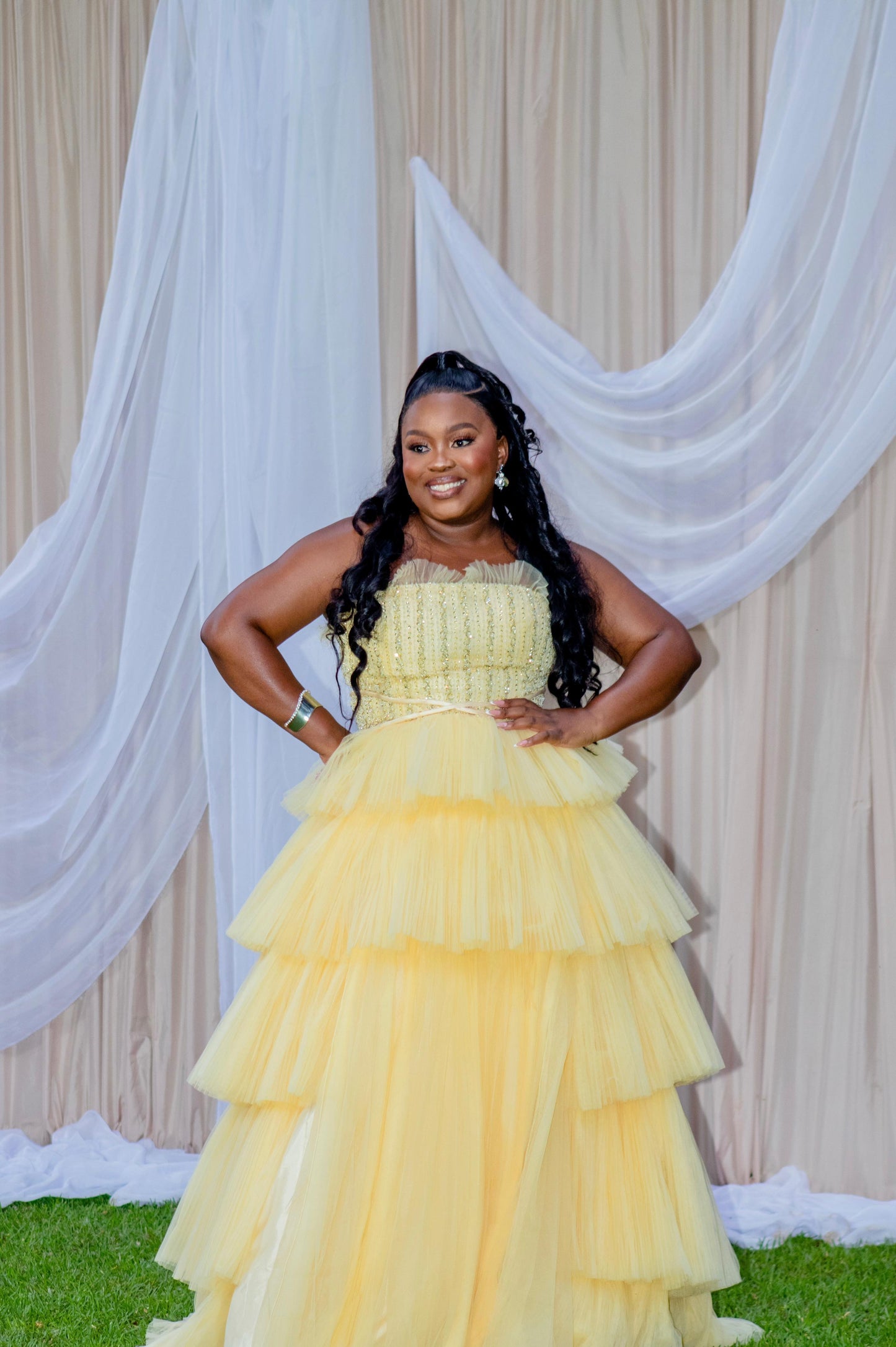 Aurora in Gold (Pre loved- Worn once for an event. Carefully maintained and in excellent condition, offering the same elegance at a special price. T&C's Apply: no return, refund, or exchange