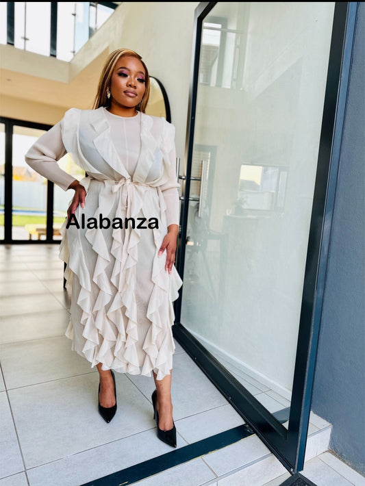 Ruffle Cream Dress (Trio Deal R2000)