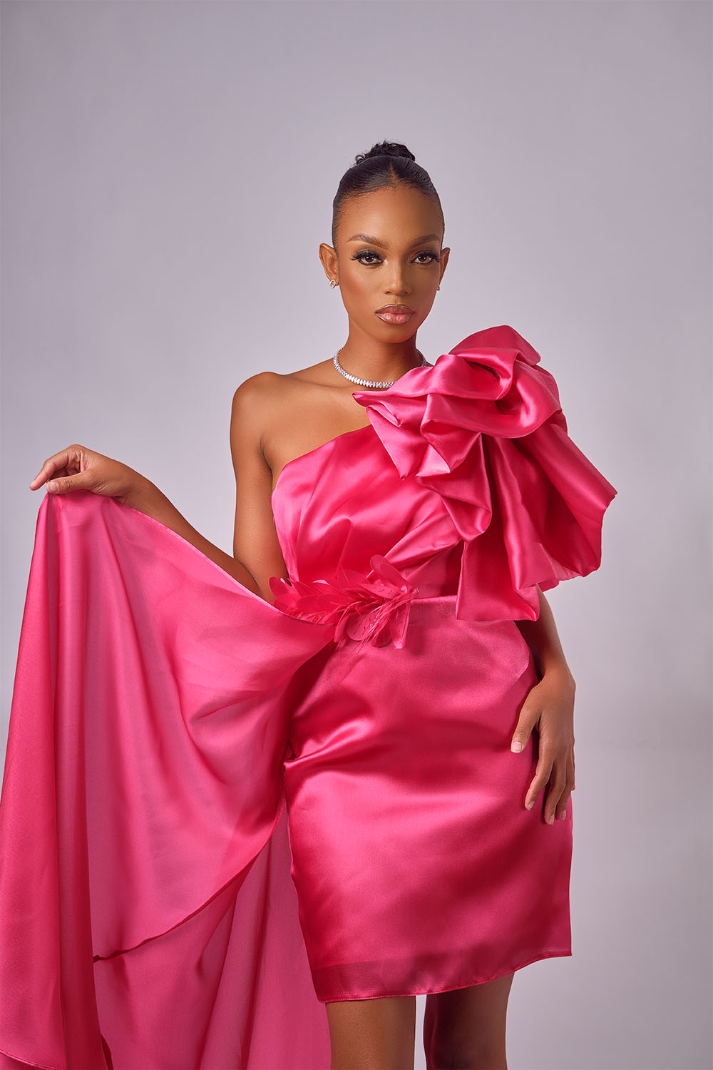 Paris Pink Satin Mini Dress