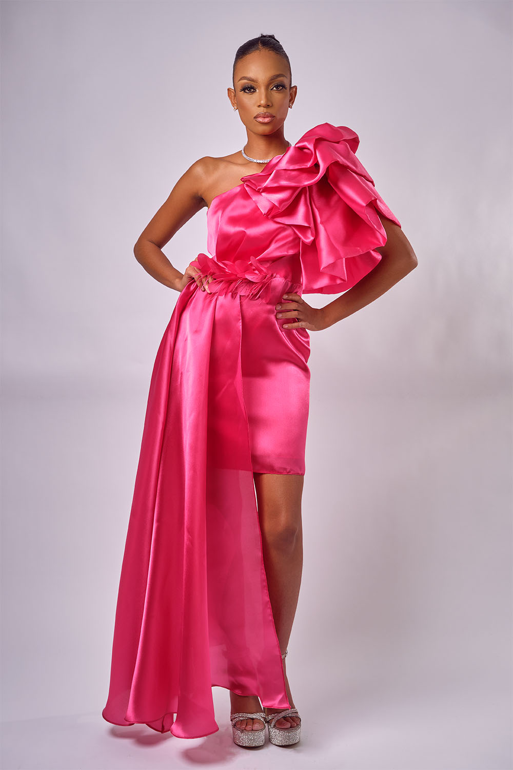 Paris Pink Satin Mini Dress