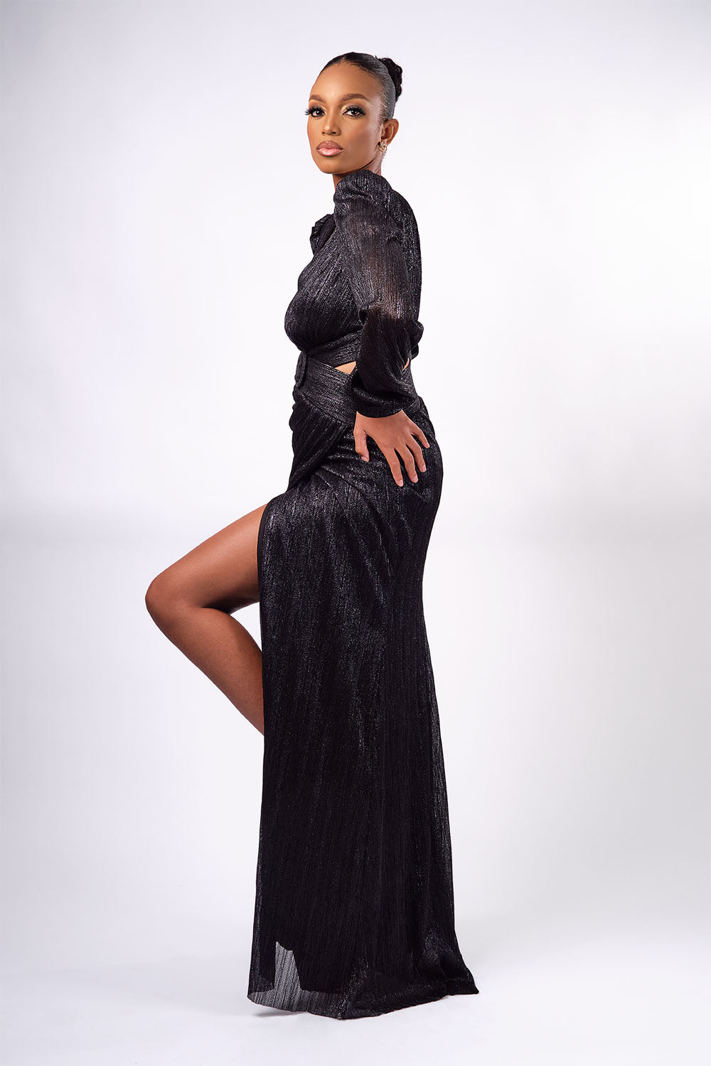 Sheer Black Slit Dress