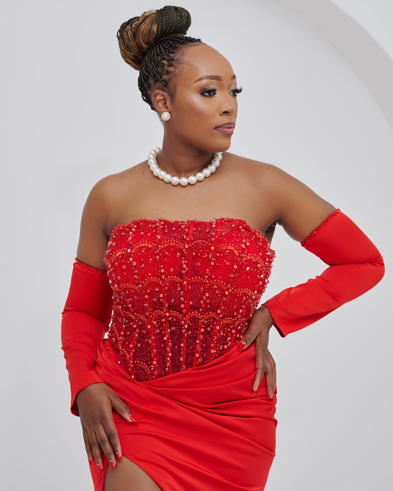 Royale Red Dress (50 % is Refundable Deposit)