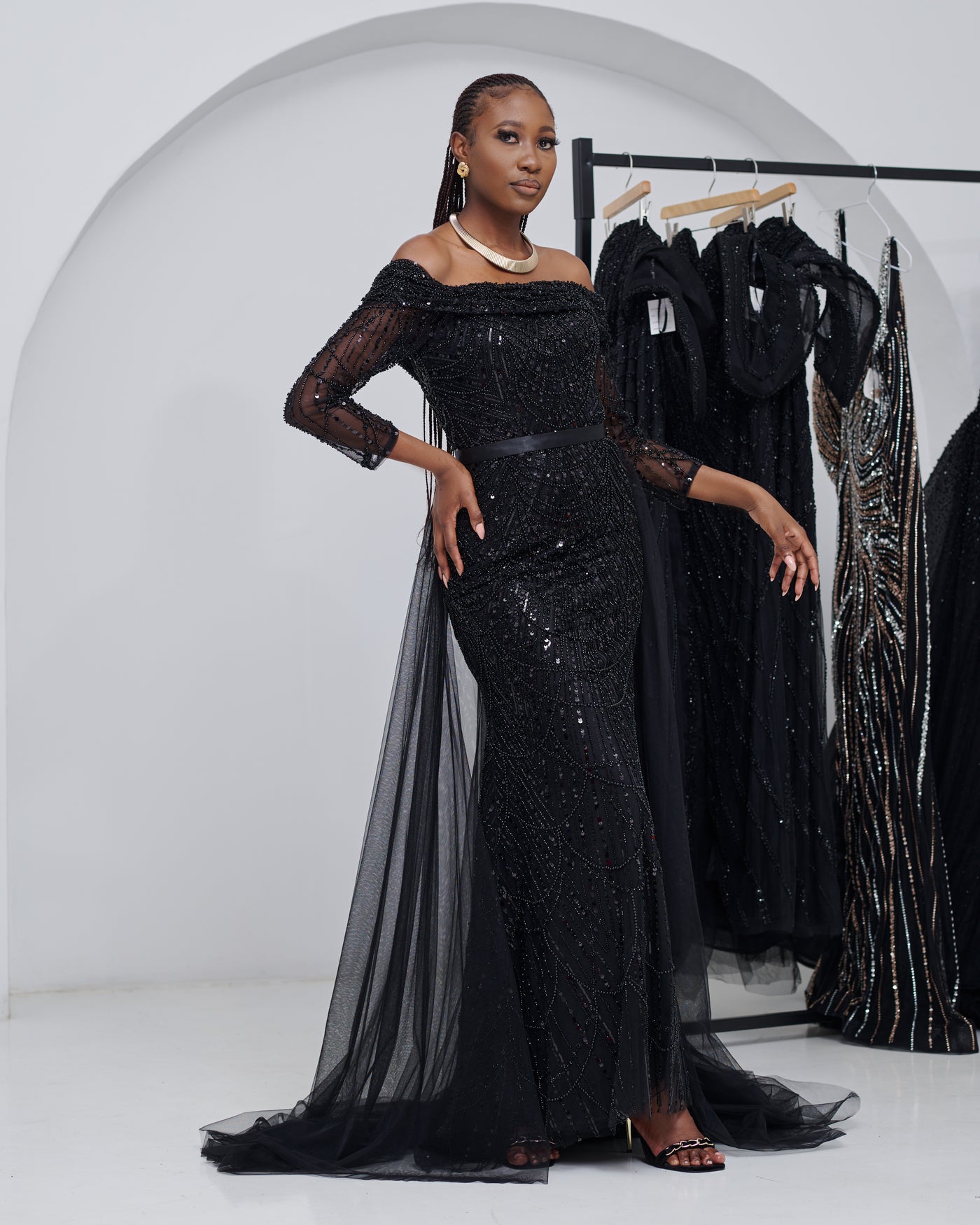 Ethereal Grace Black Dress