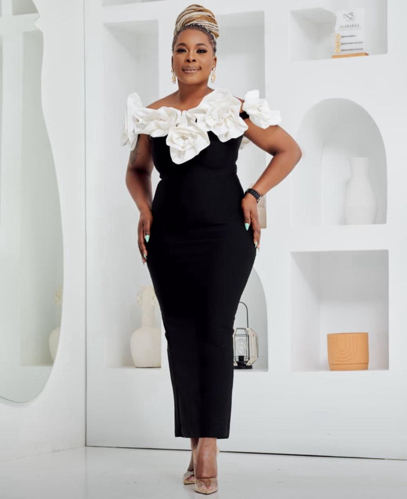 Rose Black and White Bandage Dress, only Medium left