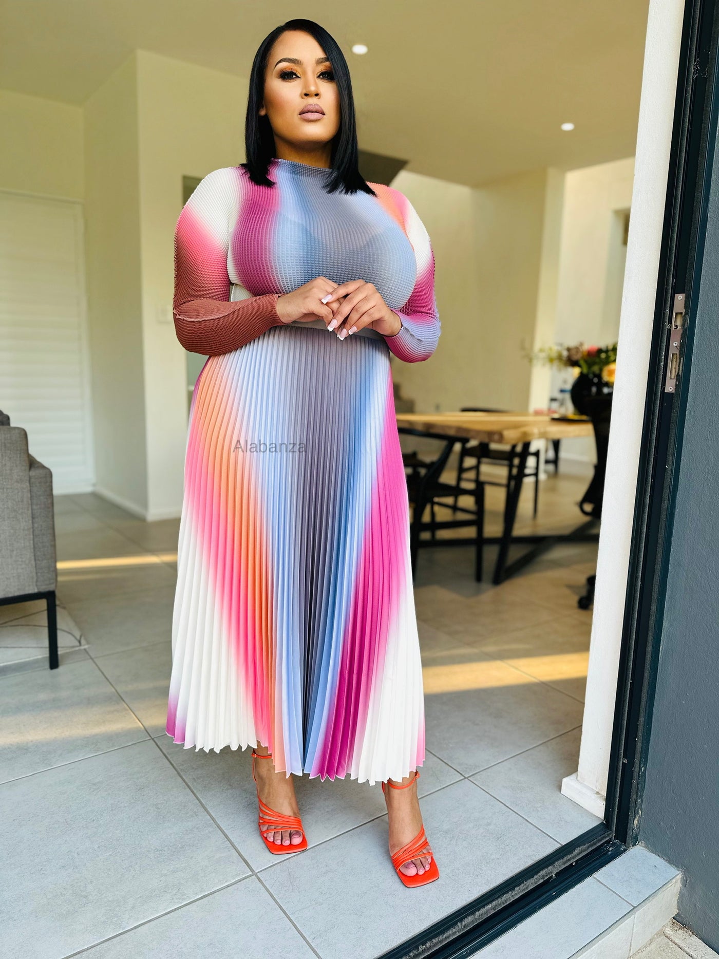 Zari White Multicolor Pleat Set - Luxury Quality