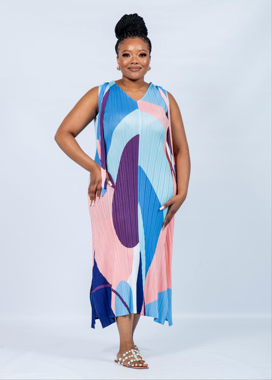Zara Peach Bow Maxi Pleat Dress (Trio Deal R2000)