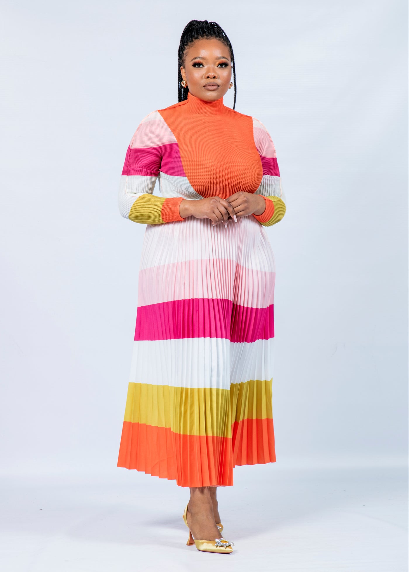 Zari Multicolor Pleat Set