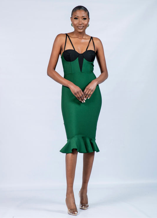 Lily Ruffle Bandage Dress (Trio Deal R2000)