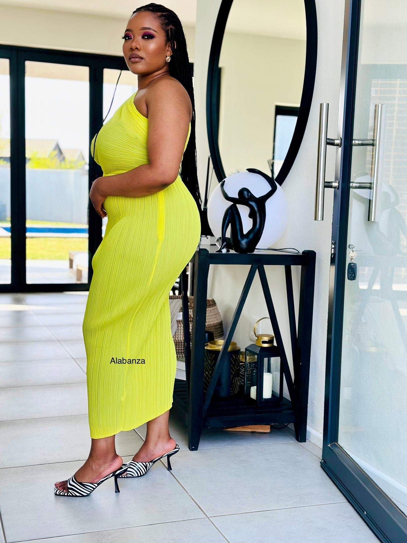 Uzuri Yellow Pleat Dress