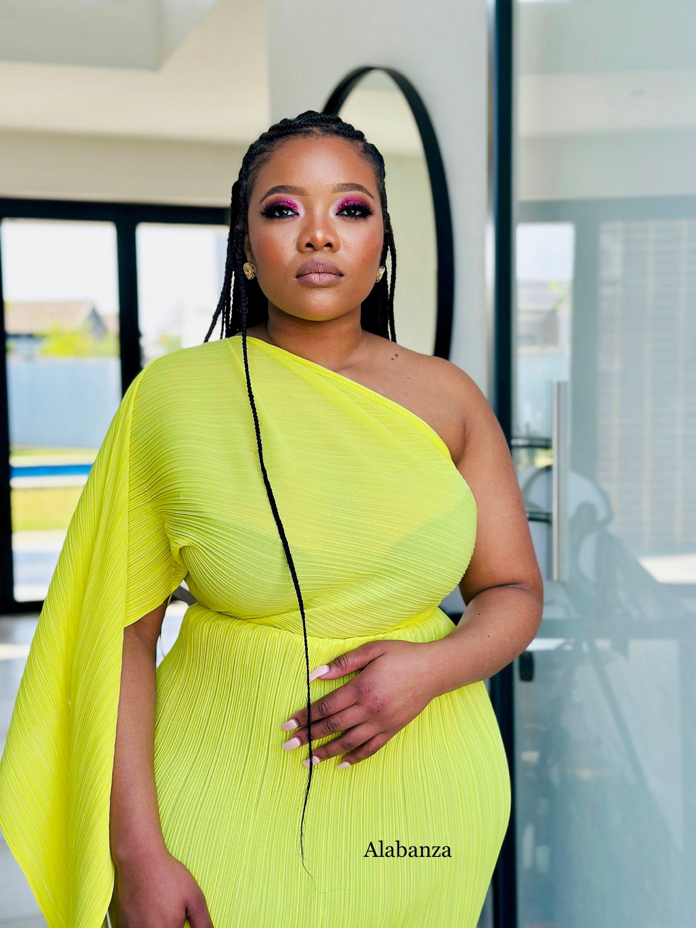 Uzuri Yellow Pleat Dress