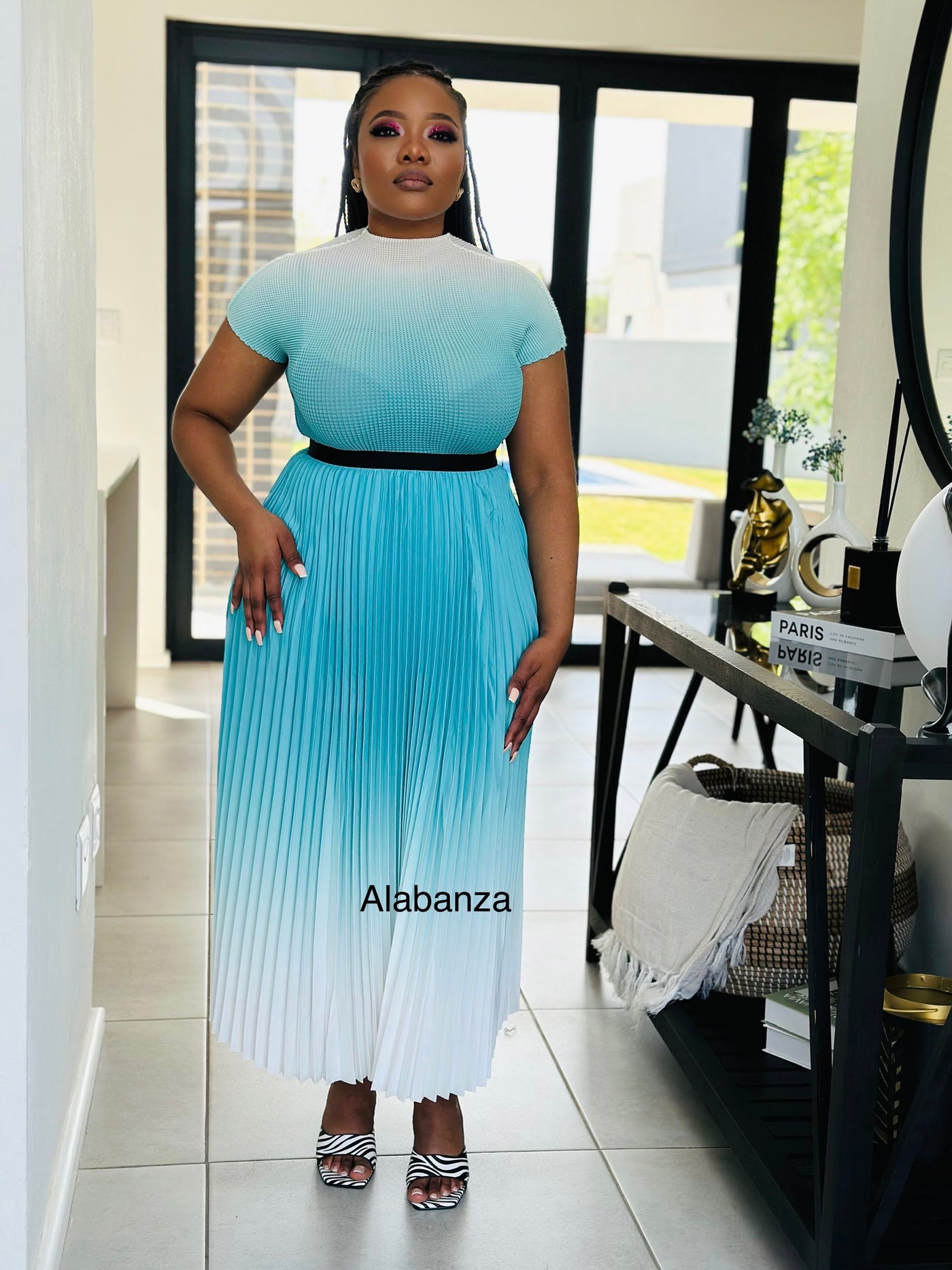 Zuri Baby Blue Ombre Pleat Set