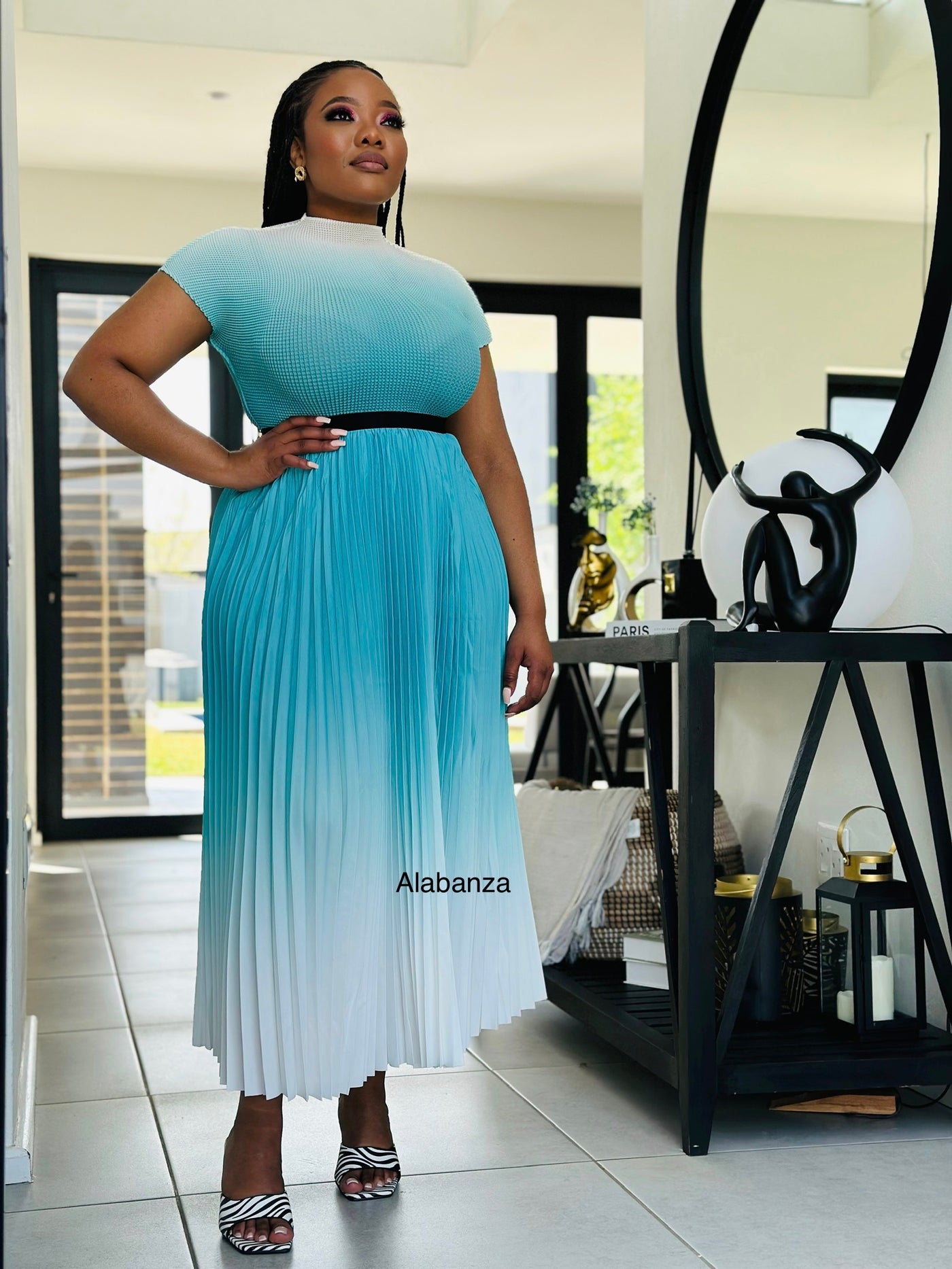 Zuri Baby Blue Ombre Pleat Set
