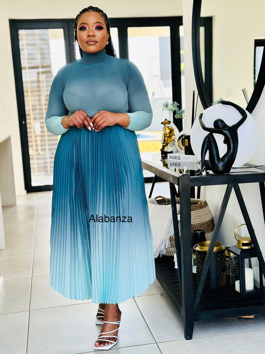 Zari Turquoise Ombre Pleat Set(Trio Deal R2000)