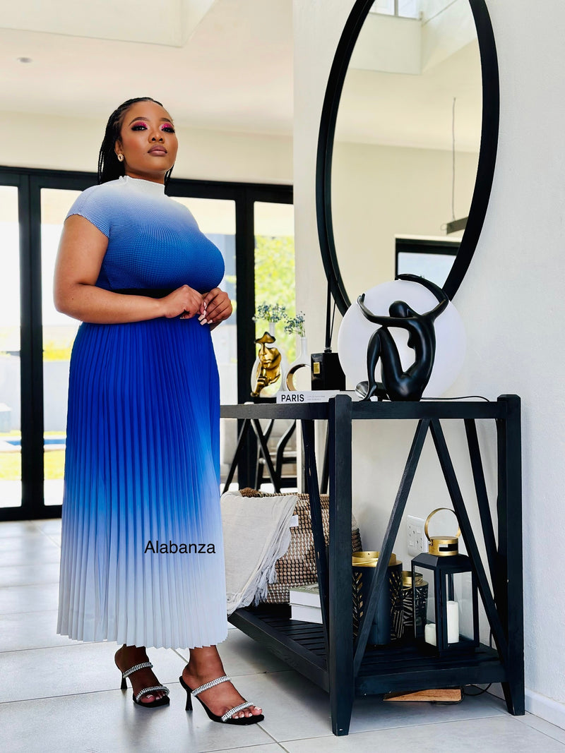 Zuri Blue Ombre Pleat Set