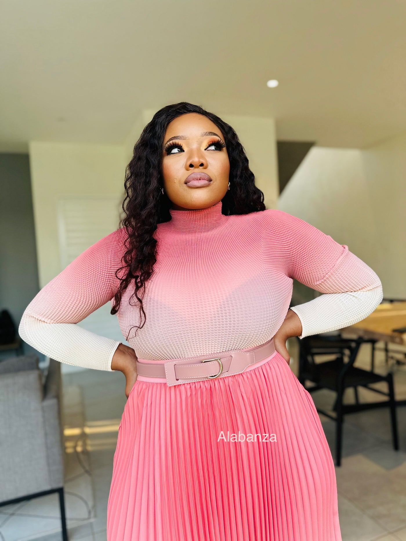Zari Dusty Pink Pleat Set