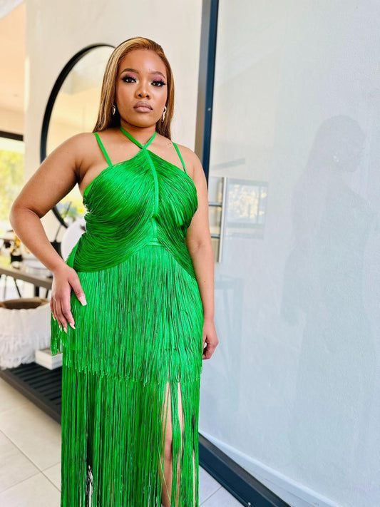 Minenhle green tassel dress