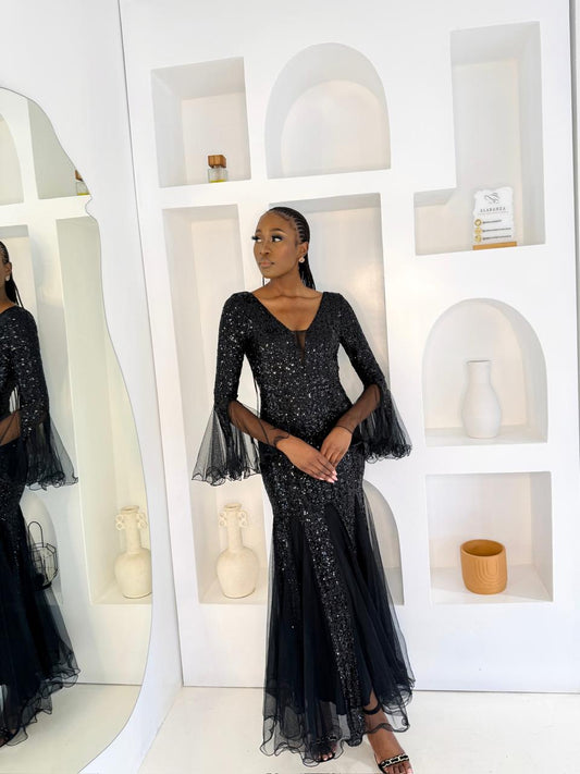 Mesh Mermaid Black Dress
