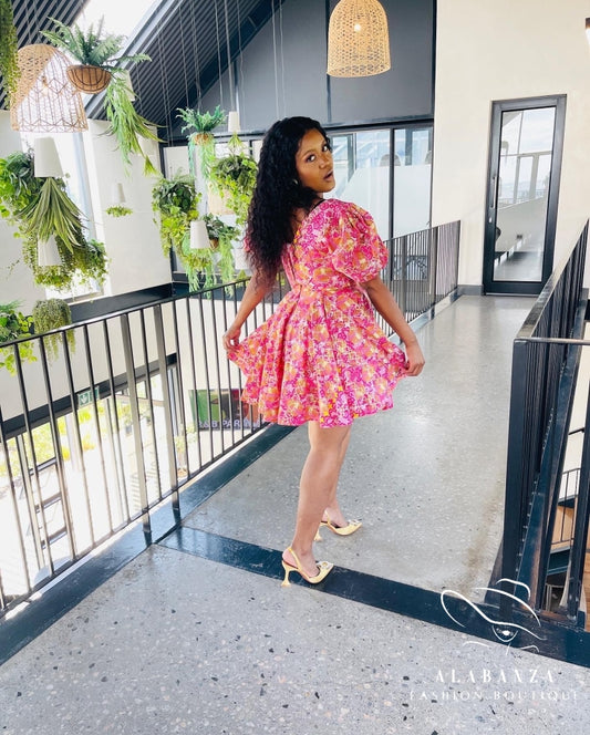 Naledi Pink Ankara Dress(Pre loved -Worn no more than twice). T&C's Apply: no return, refund, or exchange