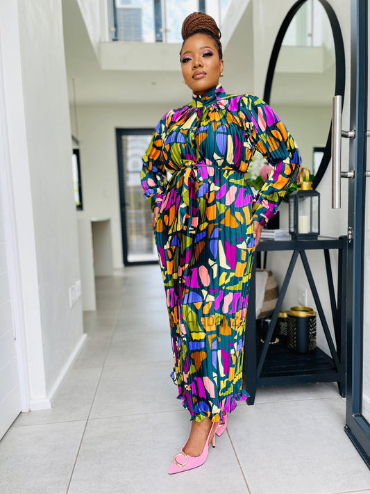 Entle Multicolor Pleat Dress